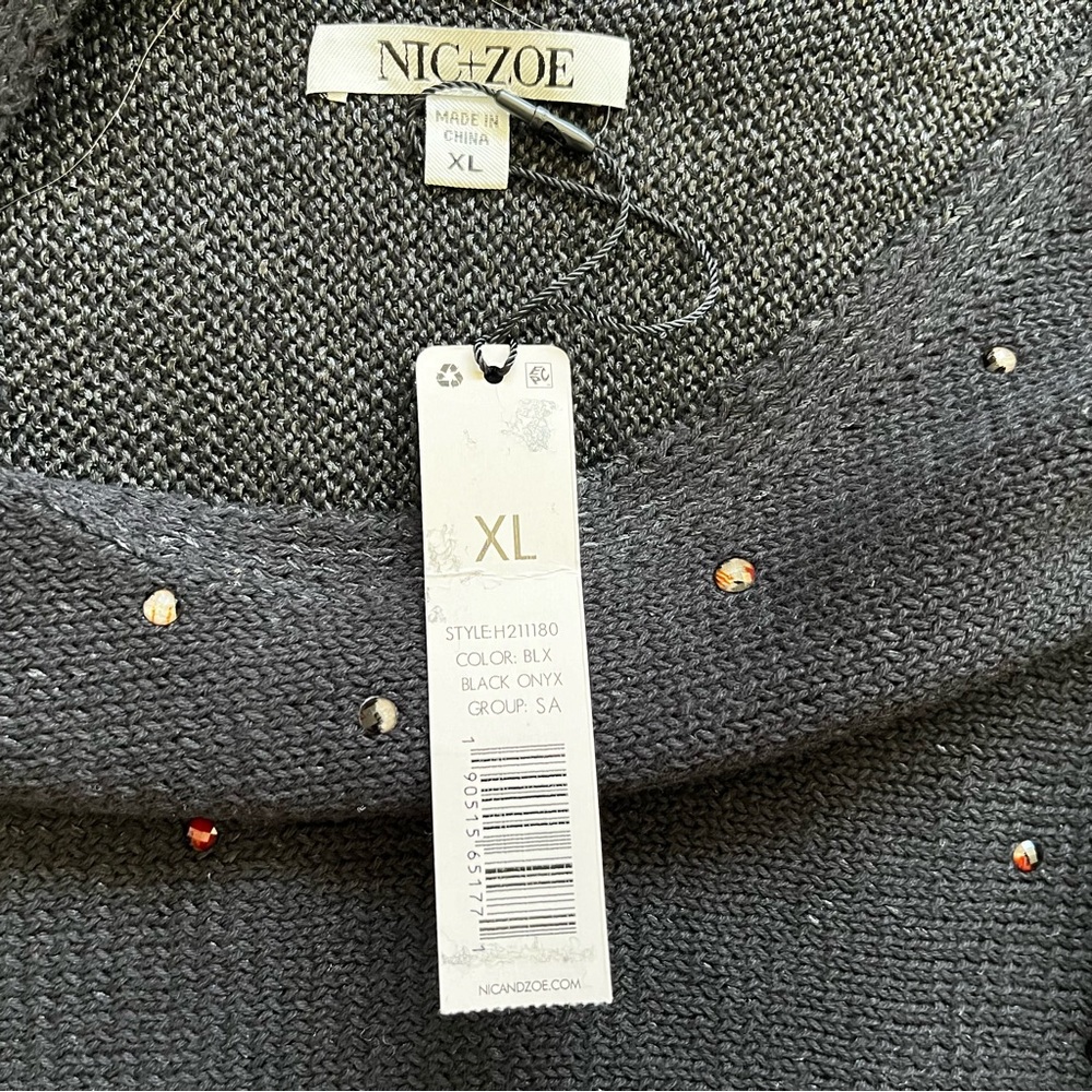 NIC + ZOE NWT Falling Stars Embellished Boatneck Pullover Sweater Size XL - Picture 3 of 6